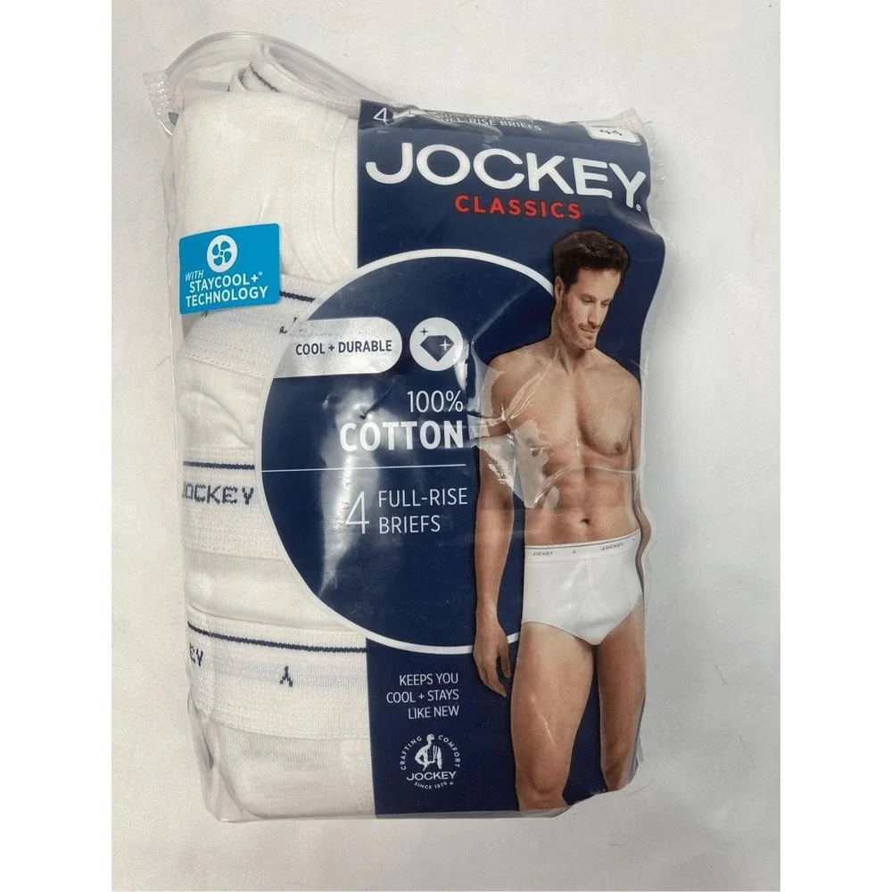 Jockey Full-Rise Briefs‎ 4-Pack White 44 Waist